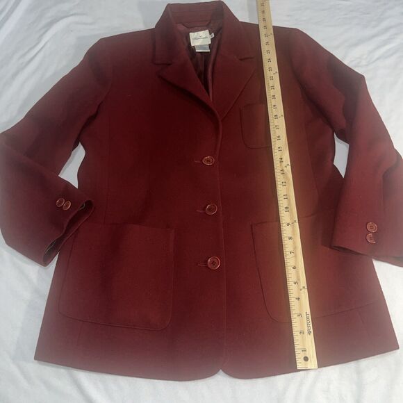 Women’s Faconnable 100% Wool Maroon Coat Sz M Medium W Flaws - Picture 10 of 16